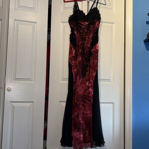 Red and black gown